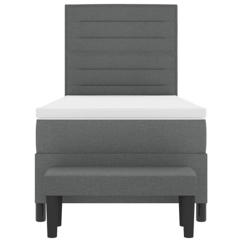 Легло с пружинирана основа Тъмен сив 90 x 190 cm текстил