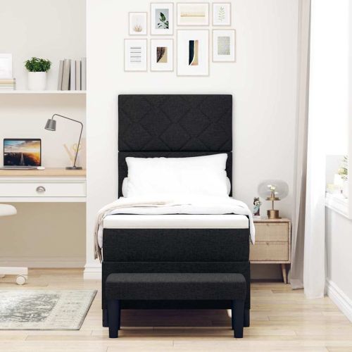 Легло с пружинирана основа с матрак Черно 80 x 200 cm текстил