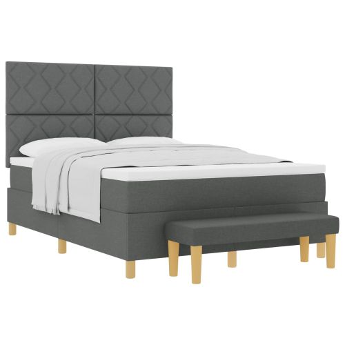 Легло с пружинирана основа Тъмносив 160 x 200 cm текстил