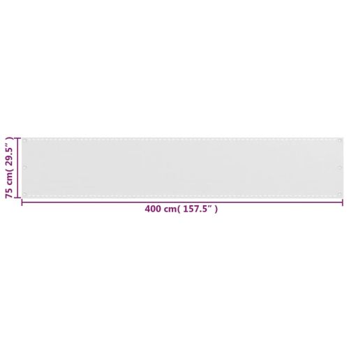 Балконски екран, HDPE, 75x400 см, бял