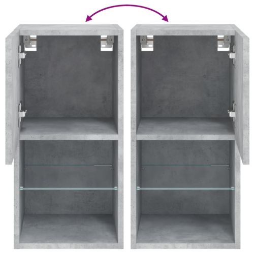 ТВ шкафове с LED осветление 2 бр бетонно сиви 30,5x30x60 см