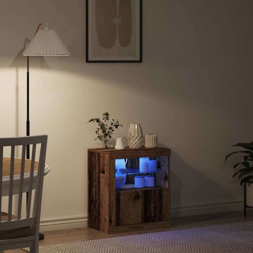 LED конзолна маса Кафяво 60,5 x 37 x 67 см Инженерно дърво