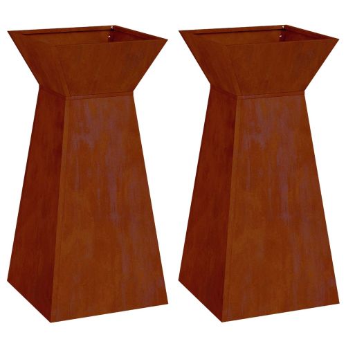 Саксия с колона 2 pcs Сребрист 35 x 35 x 73 см