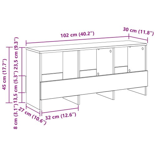Етажерка за списания Черния дъб 102 x 30 x 45 см