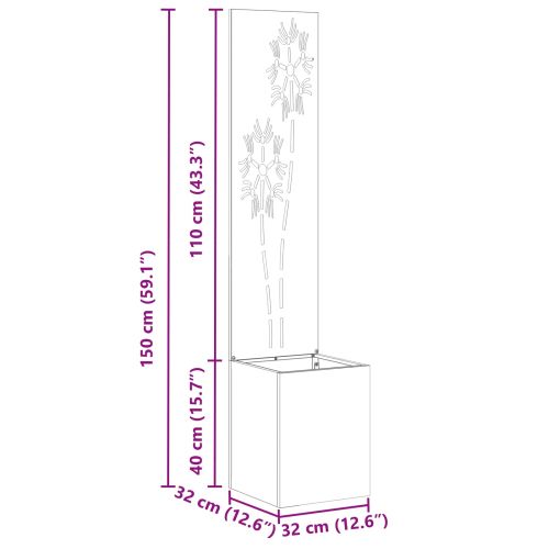 Екран за градинска неприкосновеност Черно 32 x 32 x 150 см
