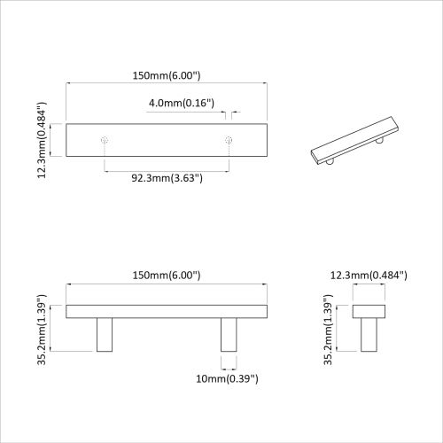 Дръжка за шкаф 12 pcs Черно 150 x 12,3 x 35,2 мм