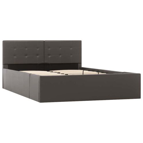 Легло с повдигащ механизъм, сиво, изкуствена кожа, 120x200 cм