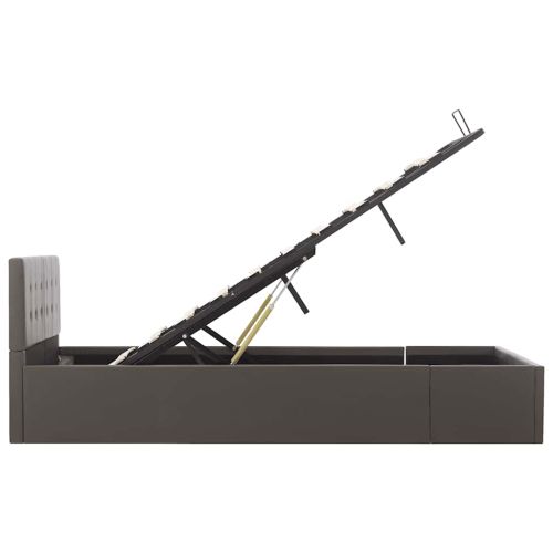 Легло с повдигащ механизъм, сиво, изкуствена кожа, 120x200 cм