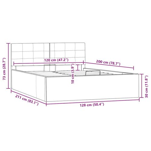 Легло с повдигащ механизъм капучино изкуствена кожа 120x200 cм