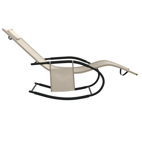 Люлеещ се шезлонг, кремав, стомана и textilene