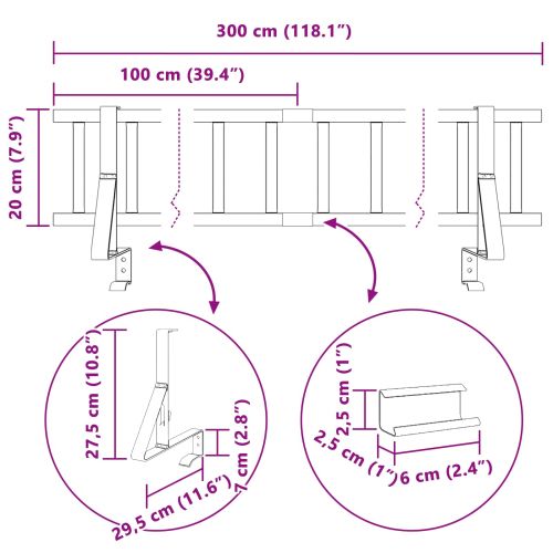 Снегозадържател за покрив Антрацит 300 x 29,5 x 34,5 см Стомана