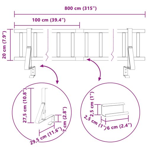 Снегозадържател за покрив Червено 800 x 29,5 x 34,5 см Стомана