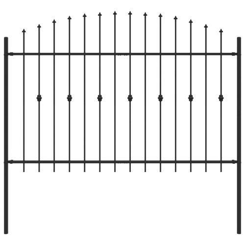 Шипова ограда Черно 200 x 130 см Прахово боядисана стомана