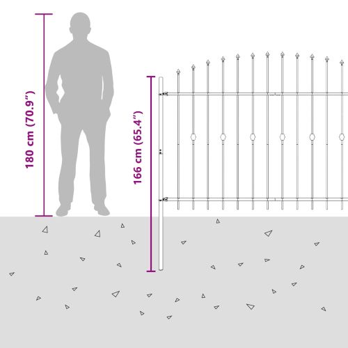 Шипова ограда Черно 200 x 130 см Прахово боядисана стомана