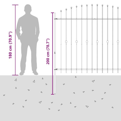 Шипова ограда Черно 200 x 200 cm Прахово боядисана стомана