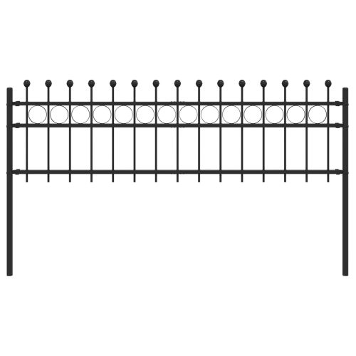 Кръгова ограда Черно 200 x 130 см Прахово боядисана стомана