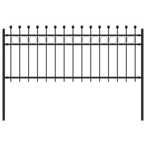 Кръгова ограда Черно 200 x 130 см Прахово боядисана стомана