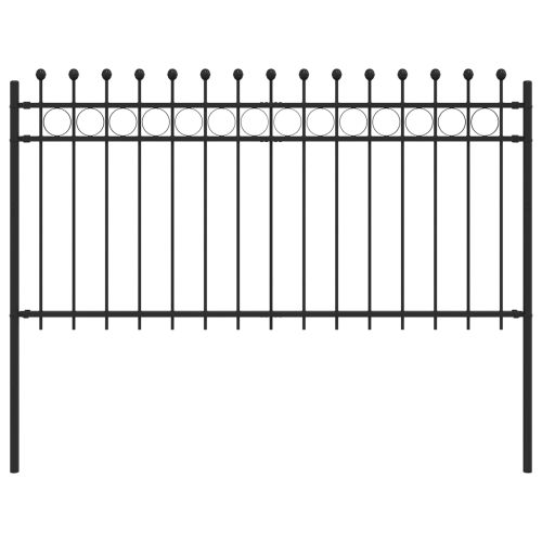 Кръгова ограда Черно 200 x 150 cm Прахово боядисана стомана