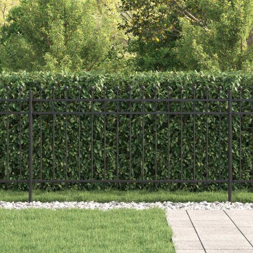 Кръгова ограда Черно 200 x 150 cm Прахово боядисана стомана