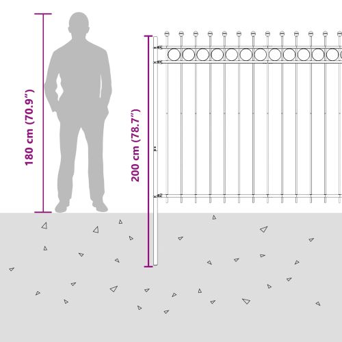 Кръгова ограда Черно 200 x 200 cm Прахово боядисана стомана