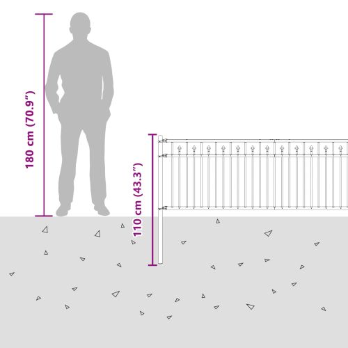 Оградна колче Черно 200 x 110 см Прахово боядисана стомана