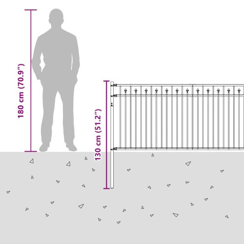 Оградна колче Черно 200 x 130 см Прахово боядисана стомана