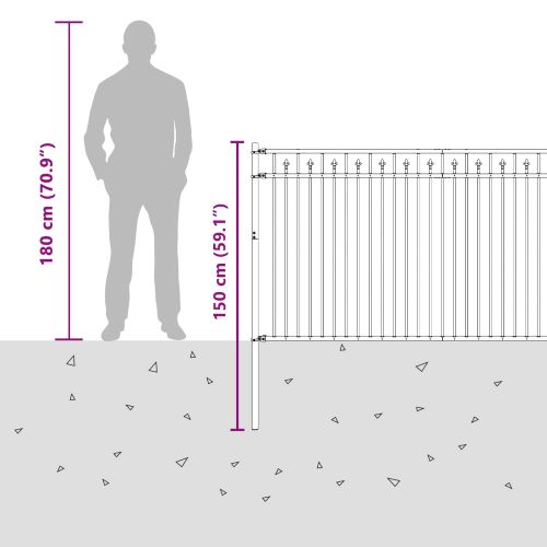 Оградна колче Черно 200 x 150 cm Прахово боядисана стомана