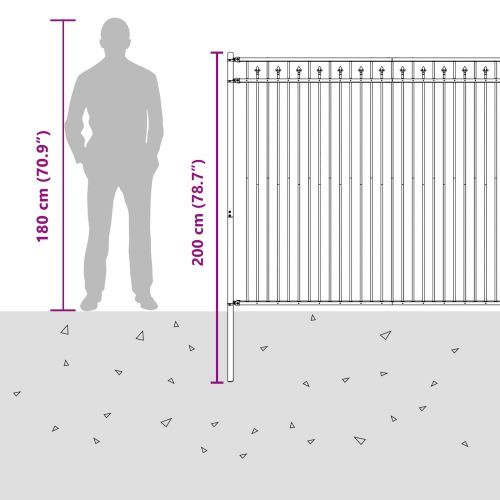 Оградна колче Черно 200 x 200 cm Прахово боядисана стомана