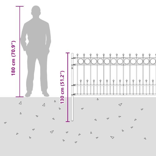 Ограда с Spike пръстен Черно 200 x 130 см