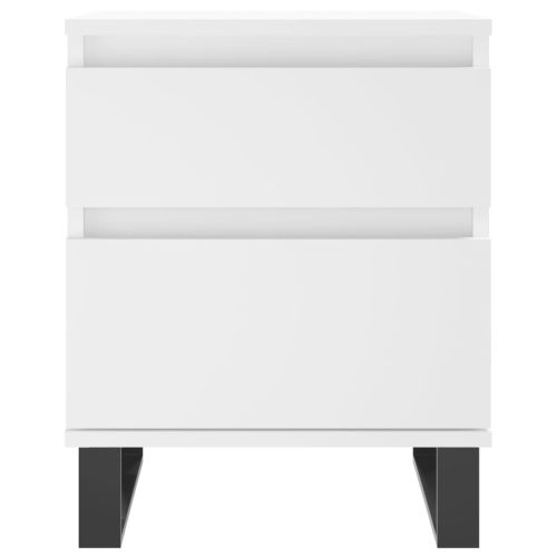 Нощни шкафчета, 2 бр, бели, 40x35x50 см, инженерно дърво