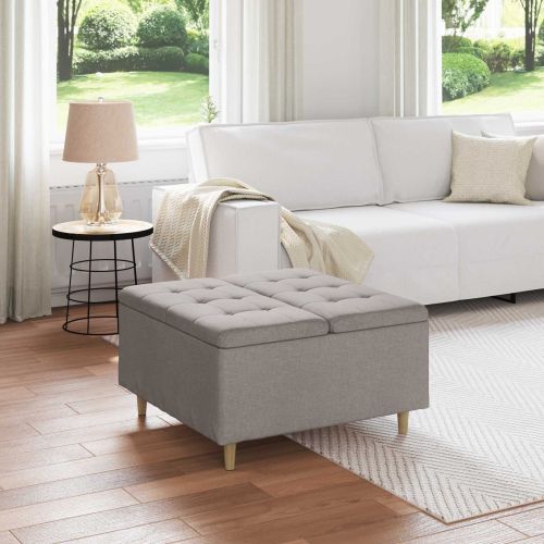 Стол с бутон с възглавница Таупе 80 x 80 x 45 cm текстил