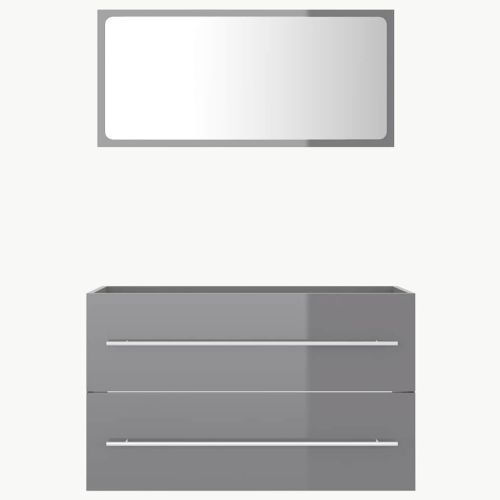 Комплект мебели за баня от 2 части, сив гланц, ПДЧ
