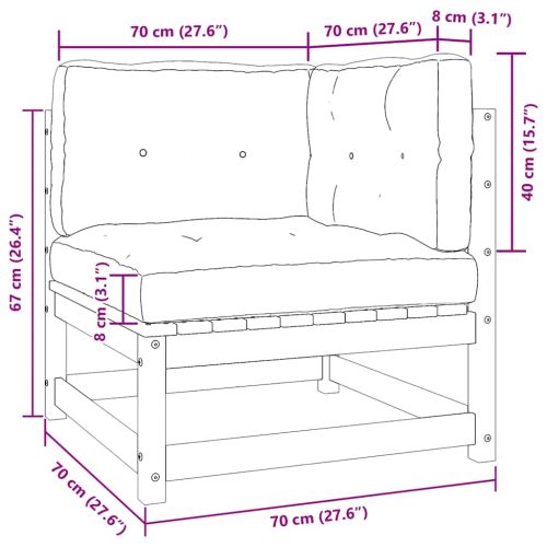 Градински ъглов диван с възглавници, дугласко дърво масив
