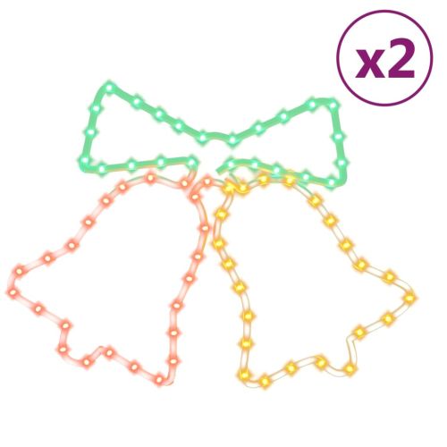 Фигури коледни звънчета със 72 светодиода, 2 бр, 50x56 см