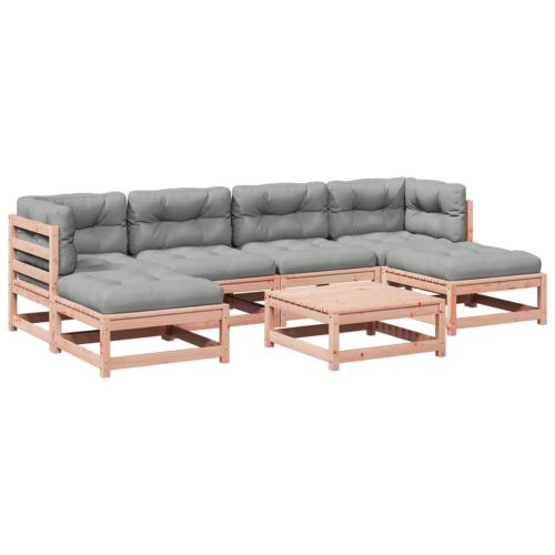 Градински комплект с възглавници, 7 части, дугласка ела масив