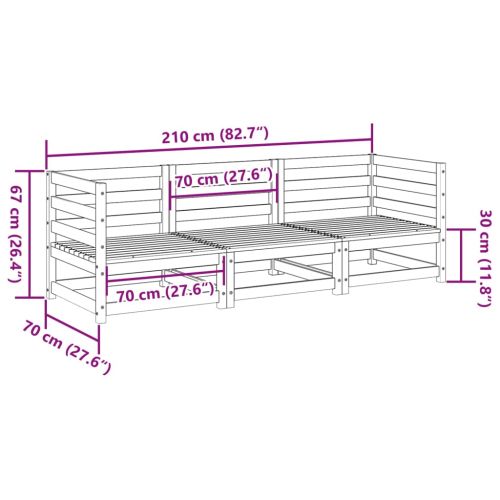 Градински комплект диван от 3 части, дугласка ела масив
