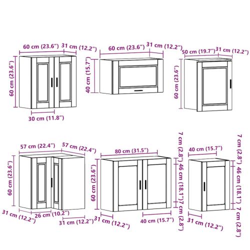 Комплект кухненски шкафове от 11 части Porto, инженерно дърво