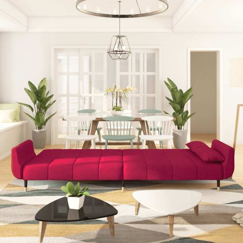 2-местно канапе с две възглавници, виненочервено, кадифе