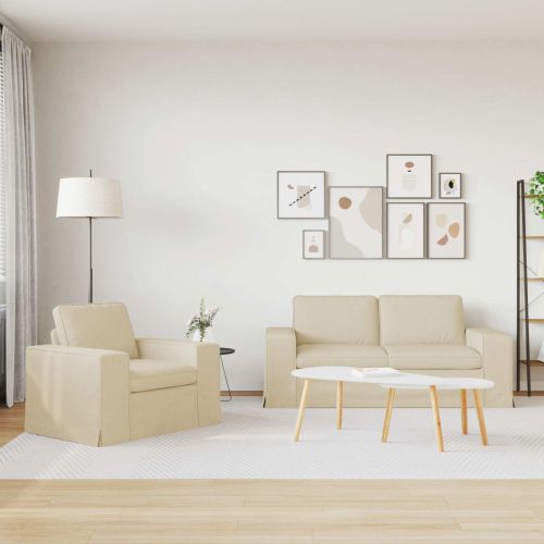 Диван 2 pcs Крем 182 x 80 x 82 см текстил