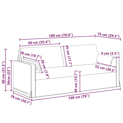Диван 2 pcs Крем 198 x 78 x 80 см текстил