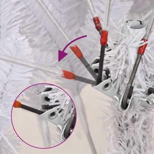 Изкуствена коледна елха с шарнири и стойка бяла 270 см