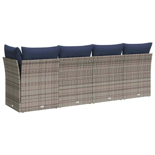 Градински диван с възглавница Сив 227 x 62 x 69 см полиратан