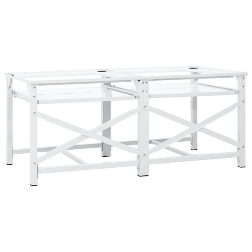 Двоен пиедестал за перални машини с издърпващи се рафтове Бял