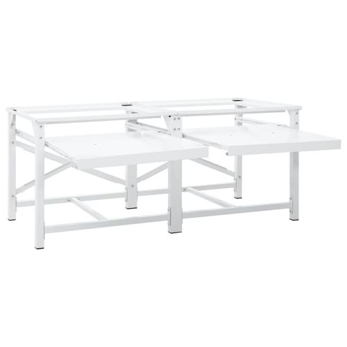 Двоен пиедестал за перални машини с издърпващи се рафтове Бял