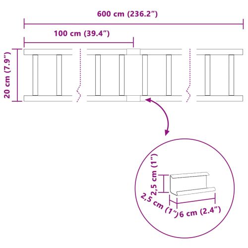 Снегозадържател за покрив Черно 600 x 2,5 x 20 см Стомана