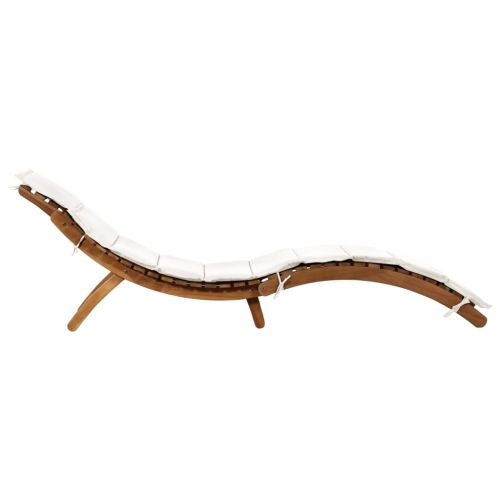 Шезлонг с шалте, акациево дърво масив, кремав