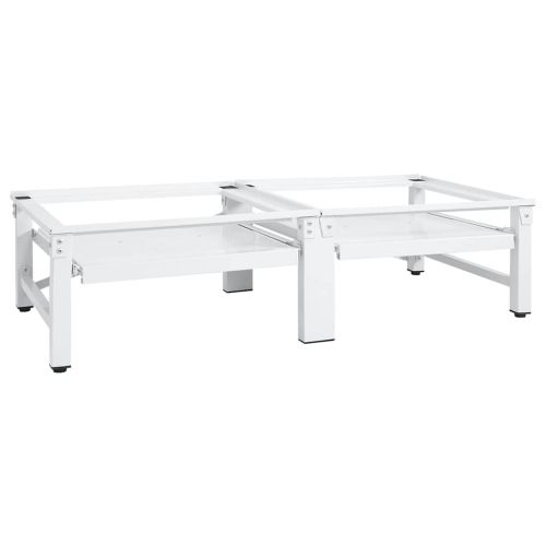 Стойка за пералня и сушилня с изтеглящи се рафтове, бяла