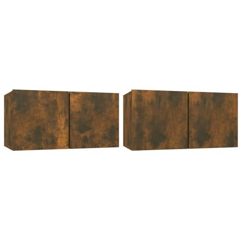 Окачени ТB шкафове, 2 бр, опушен дъб, 60x30x30 см