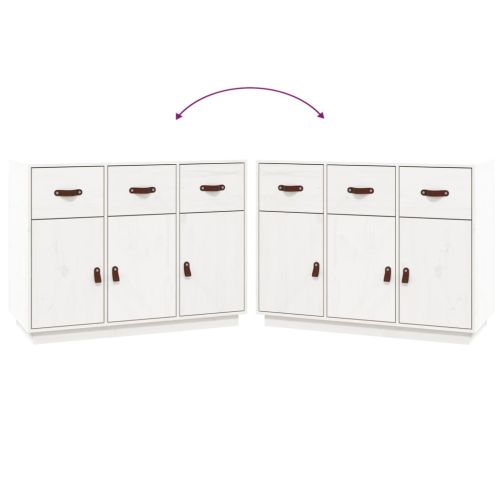 Сайдборд, бял, 100x40x75 см, бор масив