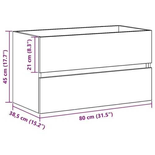 Шкаф за мивка в баня с чекмедже Черния дъб 80 x 38,5 x 45 cm